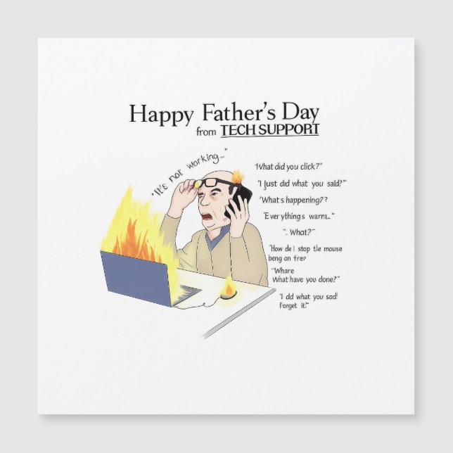 Funny Fathers Day Card, Tech Support, Card from So (Front)