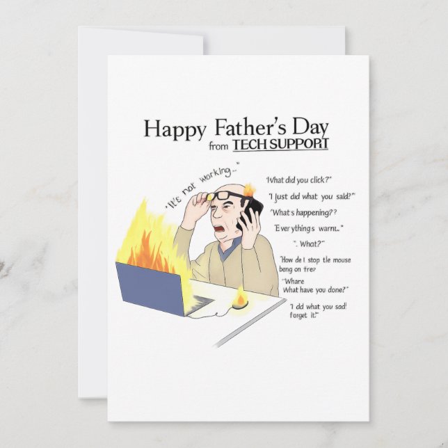 Funny Fathers Day Card, Tech Support, Card from So (Front)