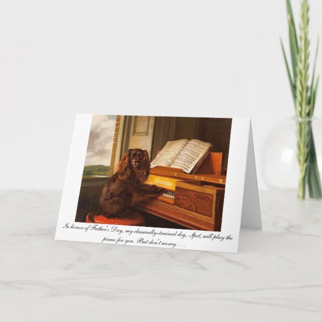 Funny Father's Day card with dog and piano (Front)