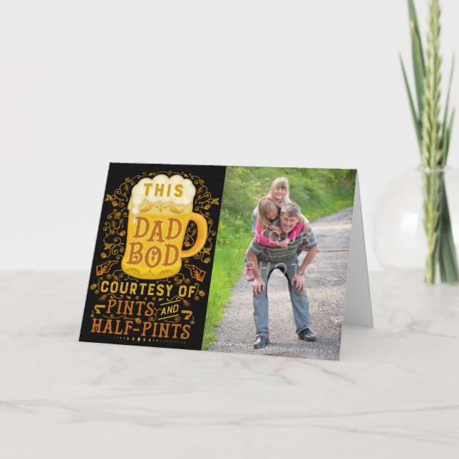 Funny Fathers Day Dad Bod Beer Personalised Photo Card (Front)