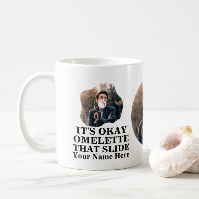 Funny fathers day dad jokes Omelette that slide Coffee Mug (With Donut)