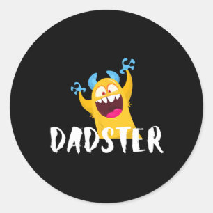Funny Fathers Day Dadster Silly Monster Papa Daddy Classic Round Sticker