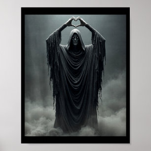Funny fathers day ghost heart hands scary face poster
