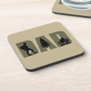 Funny Fathers Day Gift Camping Hiking Dad Coaster