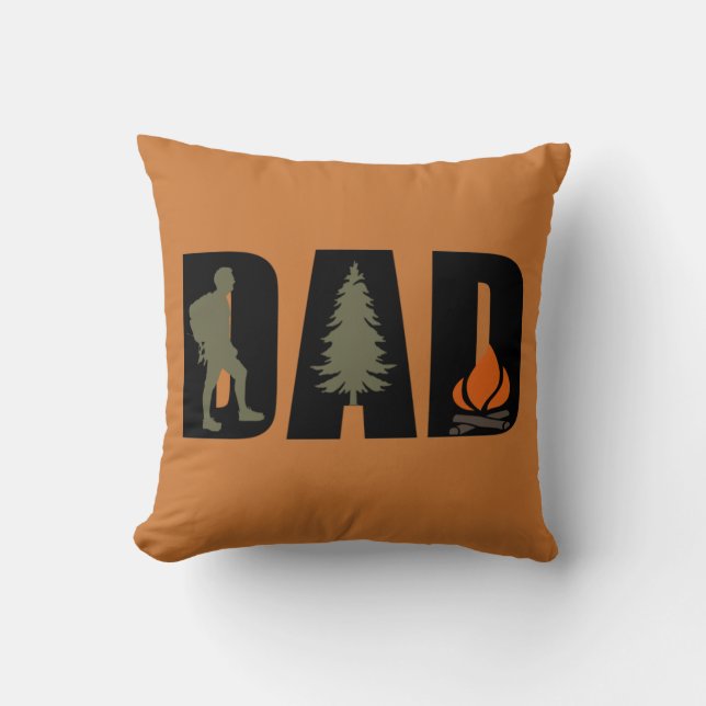 Funny Fathers Day Gift Hiking Camping Dad Cushion (Front)