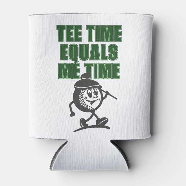 Funny Fathers Day Golf Dad Tee Time Equals Me Time Can Cooler (Front)