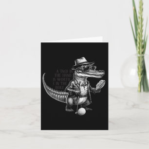 Funny Fathers Day Golfing Alligator With Tacos Gol Card