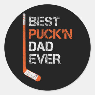 Funny Father's Day Hockey Dad Best Puck'n Dad Ever Classic Round Sticker