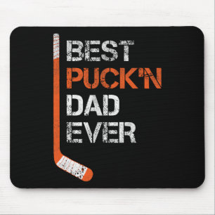 Funny Father's Day Hockey Dad Best Puck'n Dad Ever Mouse Pad