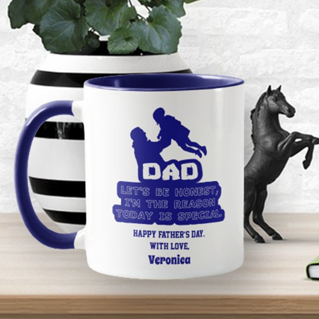 Funny Father's Day Personalised Name Blue Mug (Creator Uploaded)