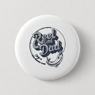 Funny Father's Day Reel Cool Dad Papa Grandpa Fish 6 Cm Round Badge