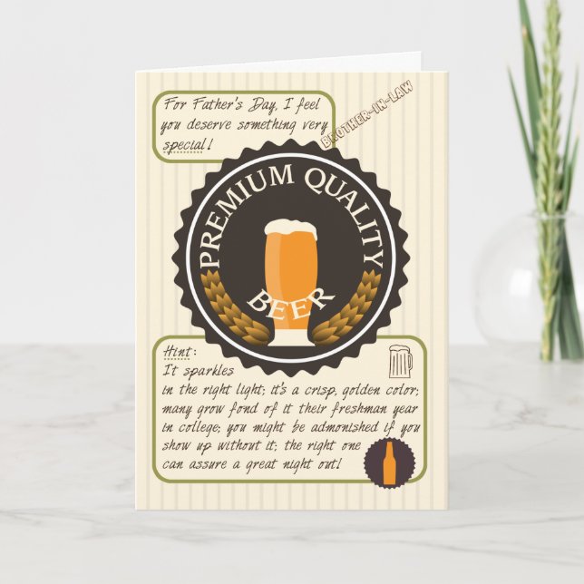 Funny Father's Day Retro Beer Label Brother-in-Law Card (Front)