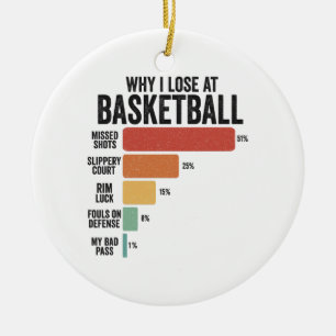 Funny Fathers Day Sport Why I Lose At Basketball Ceramic Ornament