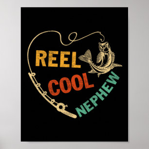 Funny Fathers Day Vintage Fishing Reel Cool Nephew Poster