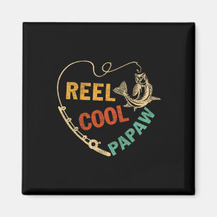 Funny Fathers Day Vintage Fishing Reel Cool Papaw Magnet