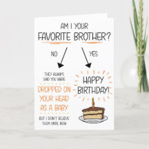 Funny Favorite Brother Birthday Card