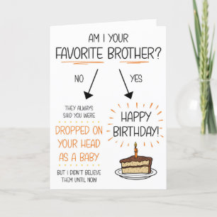 Funny Favorite Brother Birthday Card