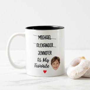 Funny Favourite Child Mug with 3 Names & Face Phot