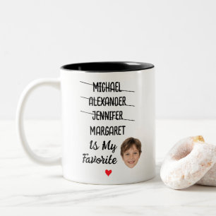 Funny Favourite Child Mug with 4 Names & Face Phot