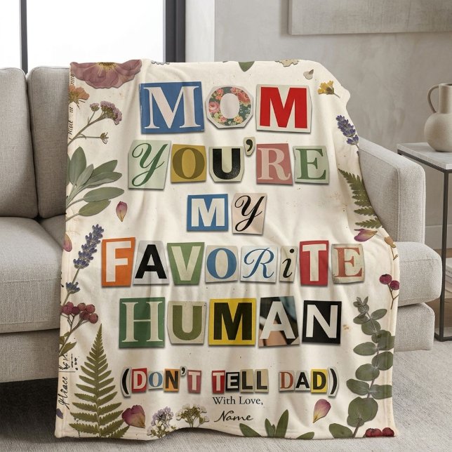 Funny Favourite Human Gift for Mum Fleece Blanket (Creator Uploaded)