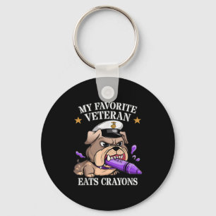 Funny favourite veteran eats crayons jarhead famil key ring