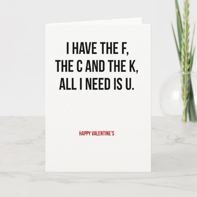 Funny Fck U Valentines Day Card (Front)