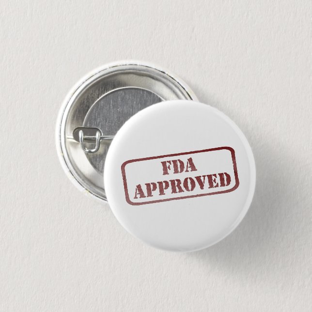 Funny FDA Approved Humour Red Distressed Stamp 3 Cm Round Badge (Front & Back)