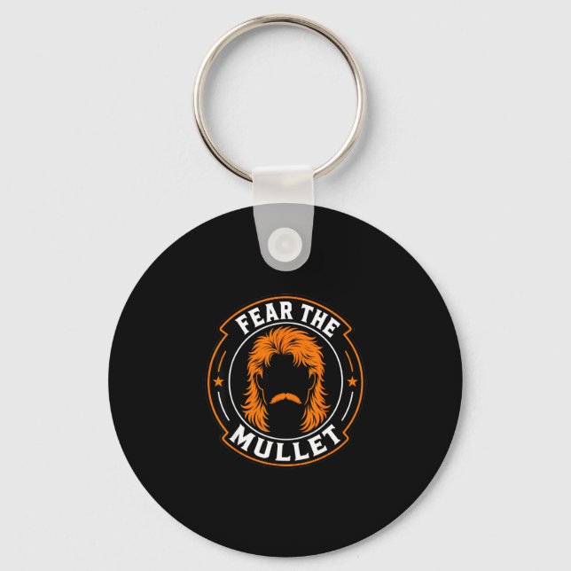 Funny fear the mullet ginger yinzer moustache key ring (Front)