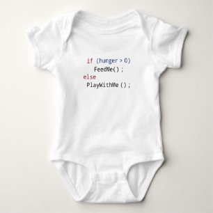Funny FeedMe or PlayWithMe Code White Baby Bodysuit