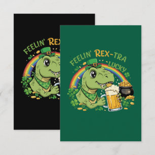 Funny Feelin' Rex-Tra Lucky T-Rex St. Patrick's Thank You Card