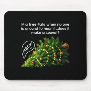 Funny Felines Pushing Christmas Tree Ugly Xmas Paj Mouse Pad