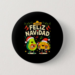 Funny Feliz Navidad Avocado Tacos Mexican Christma 6 Cm Round Badge