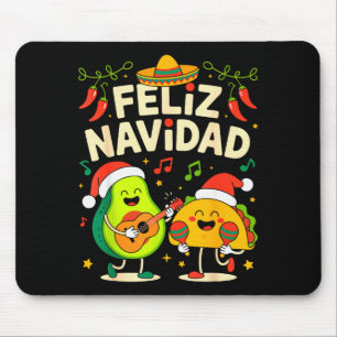Funny Feliz Navidad Avocado Tacos Mexican Christma Mouse Pad