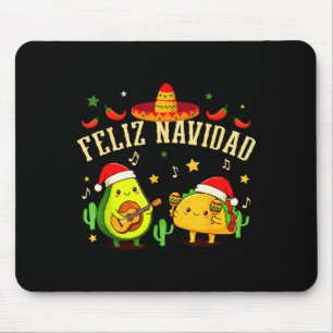 Funny Feliz Navidad Avocado Tacos Mexican Christma Mouse Pad