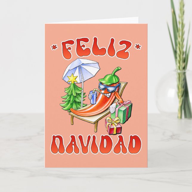Funny Feliz Navidad Cute Christmas Chilli Invitation (Front)