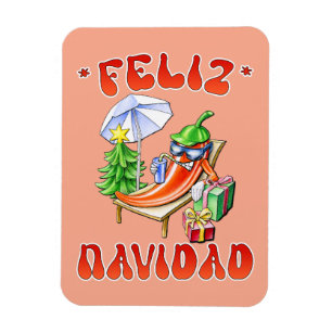 Funny Feliz Navidad Cute Christmas Chilli Magnet