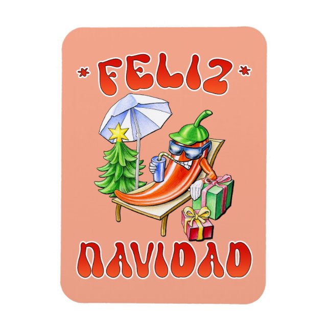 Funny Feliz Navidad Cute Christmas Chilli Magnet (Vertical)