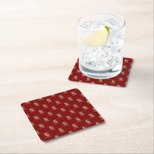 Funny Feliz Navidad Cute Christmas Chilli Square Paper Coaster