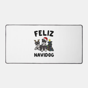 Funny Feliz Navidog Miniature Schnauzer dog lover Desk Mat