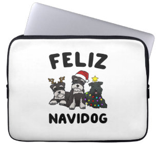 Funny Feliz Navidog Miniature Schnauzer dog lover Laptop Sleeve
