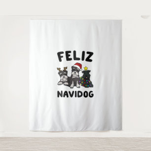 Funny Feliz Navidog Miniature Schnauzer dog lover  Tapestry