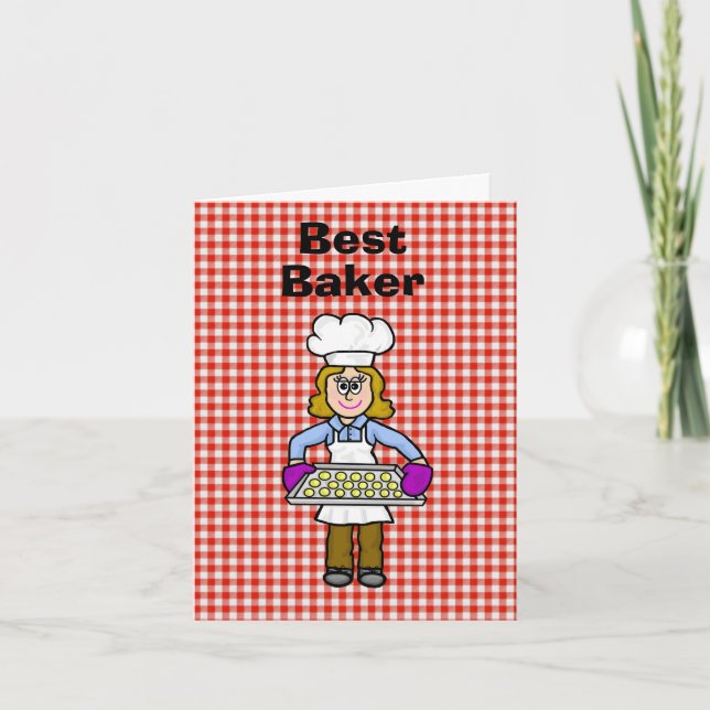 Funny Female Best Baker Greeting Card (Front)