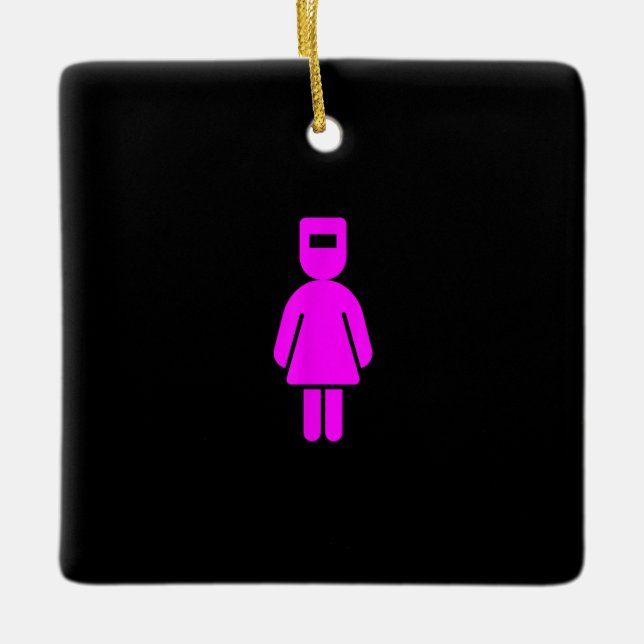 Funny Female Girl Lady Woman Welder Welding Mask Ceramic Ornament (Front)