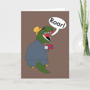 Funny Female Librarian T-Rex Dinosaur Personalize Card