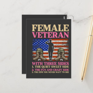Funny Female Veteran Military Woman American Flag Postcard