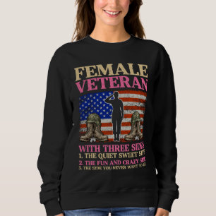 Funny Female Veteran Military Woman American Flag Sweatshirt