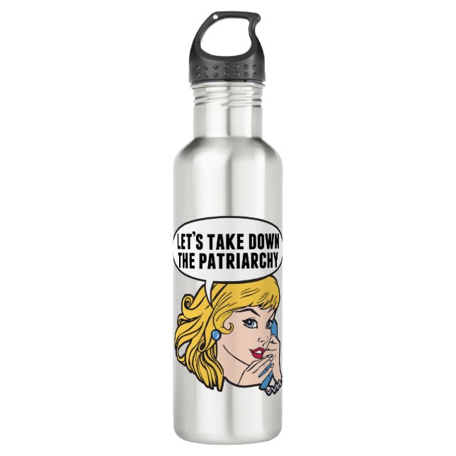 Funny Feminist Pop Art Anti Patriarchy Retro Women 710 Ml Water Bottle (Front)