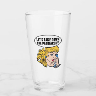 Funny Feminist Pop Art Anti Patriarchy Retro Women Glass