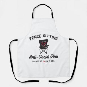 Funny Fence Sitting Anti Social Club Baseball Soft Apron
