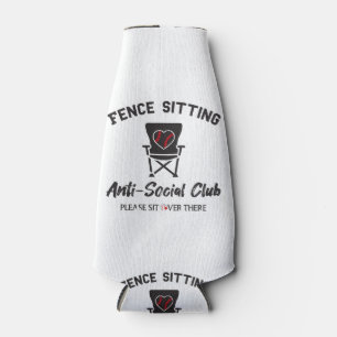 Funny Fence Sitting Anti Social Club Baseball Soft Bottle Cooler